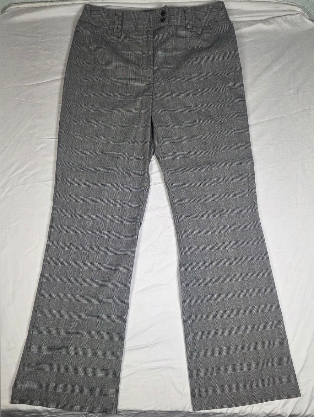 David Loren Womens Gray Glen Plaid Trousers Wide Leg Bootcut Dress Pants Size 10